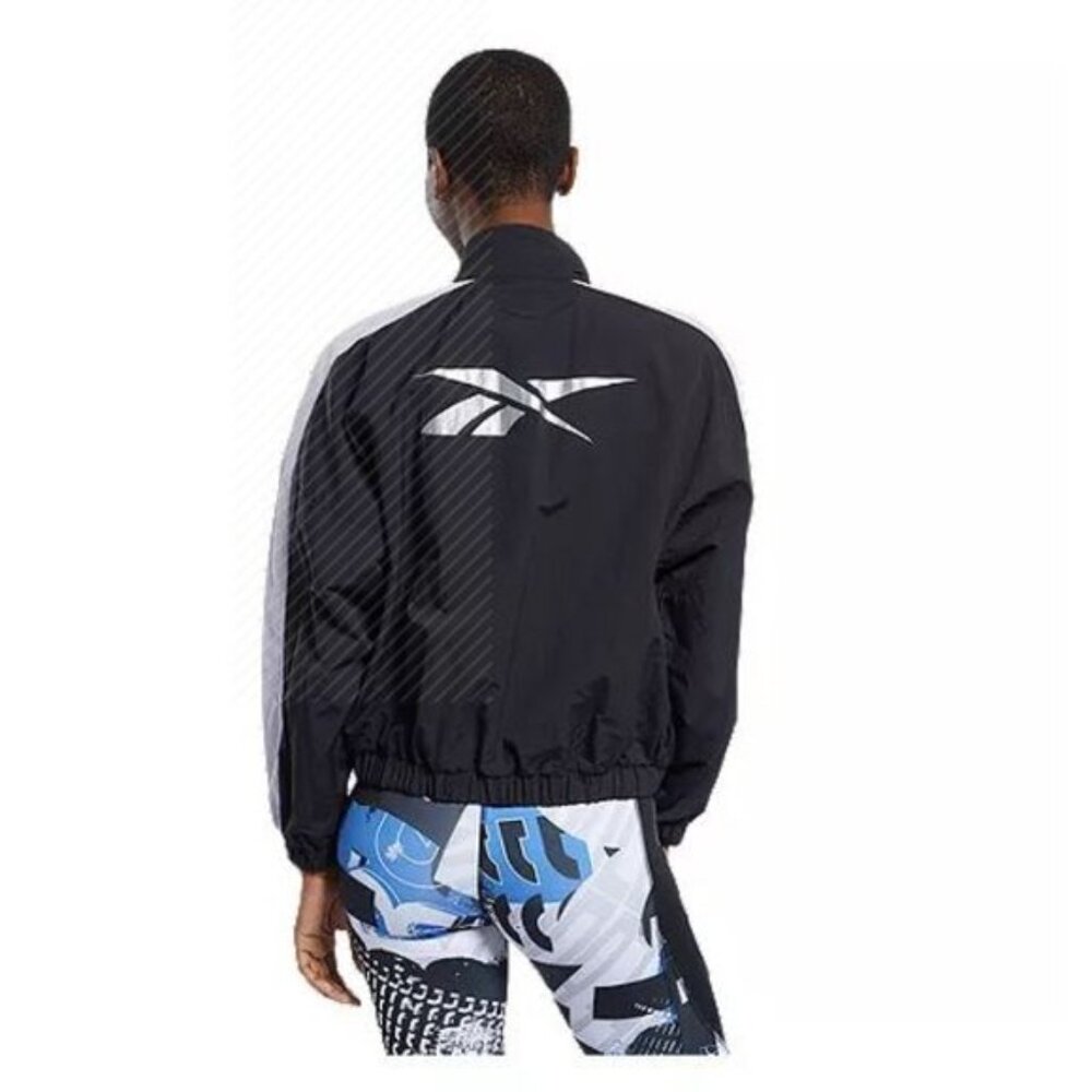 New Reebok Meet You There Woven Black & White Jacket Windbreaker Women's US L